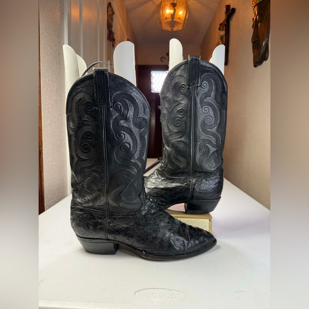 Tony Lama black ostrich cowboy boots